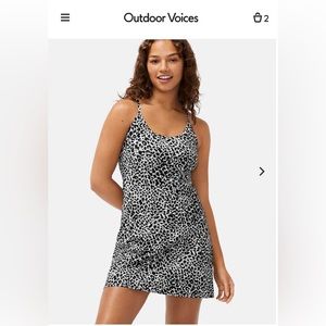 Outdoor Voices Size M The Exercise Dress Black White Grey Cheetah Snow Leopard